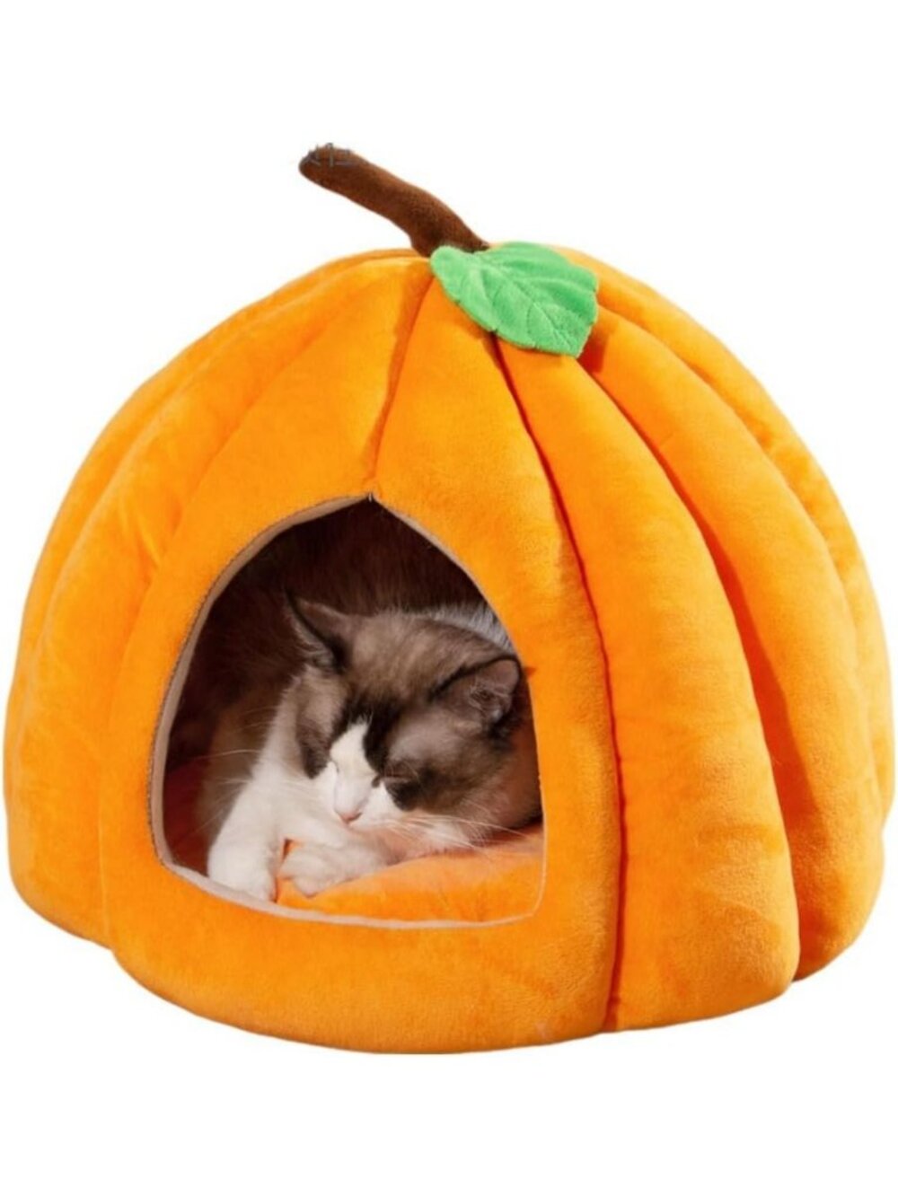 Cozy Pumpkin-Shaped Cat Bed for Indoor Cats | Cute Cat Cave House, Soft & Warm